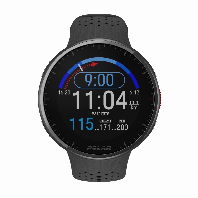 Montre connectee GPS Cardio pour le sport trail running POLAR polar pacer PRO CARBON GRAY