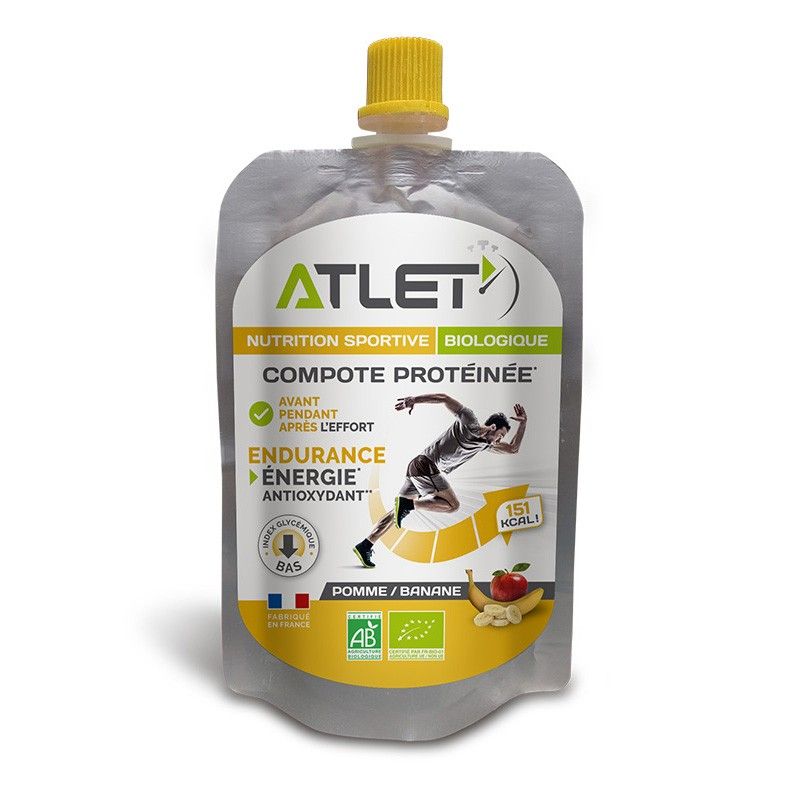 Compote protéinée bio saveur Pomme / Banane - 100g Compote protéinée bio saveur Pomme / Banane - 100g