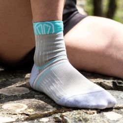 Chaussettes Run Anatomic Comfort Femme - Gris Clair / Turquoise