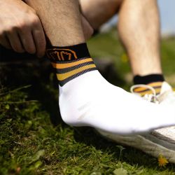 Chaussettes de course à pied Run Anatomic Light Ankle - Blanc / Noir