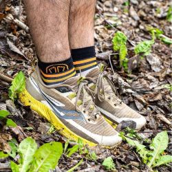 Chaussettes de course à pied Run Anatomic Light Ankle - Blanc / Noir