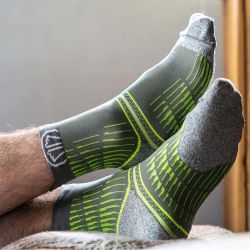Chaussettes de course à pied Run Anatomic Comfort Ankle - Gris / Jaune