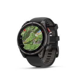 Fēnix 8 Pro Montre connectée GPS Outdoor - 47 mm, AMOLED Sapphire - Titane Carbon Gray DLC avec bracelet en silicone noir/gris g
