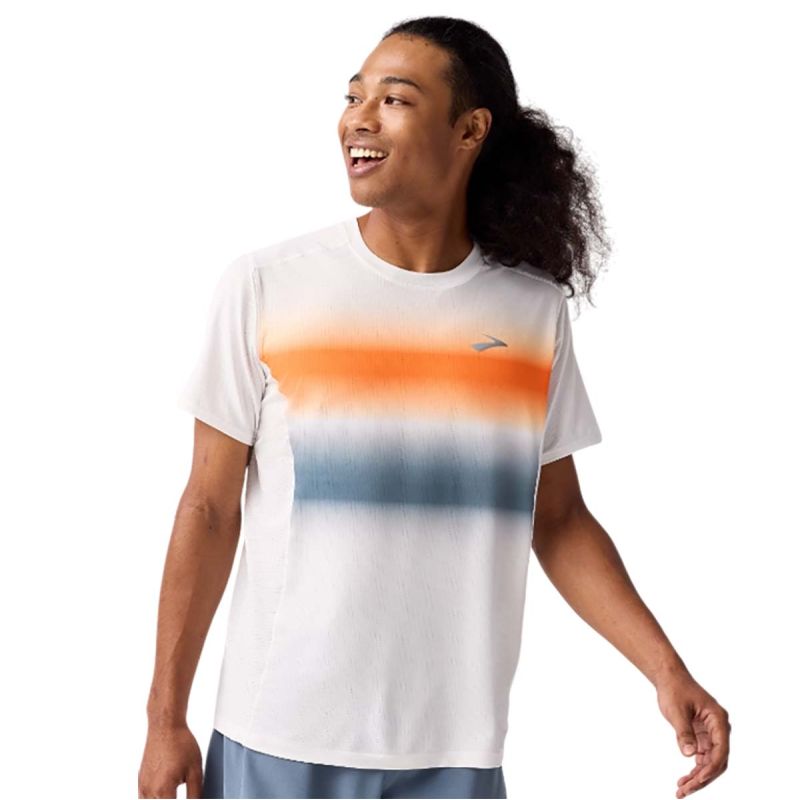 Atmosphere Short Sleeve 3.0 - Tshirt de Running pour Homme - White / Shadow Stripes