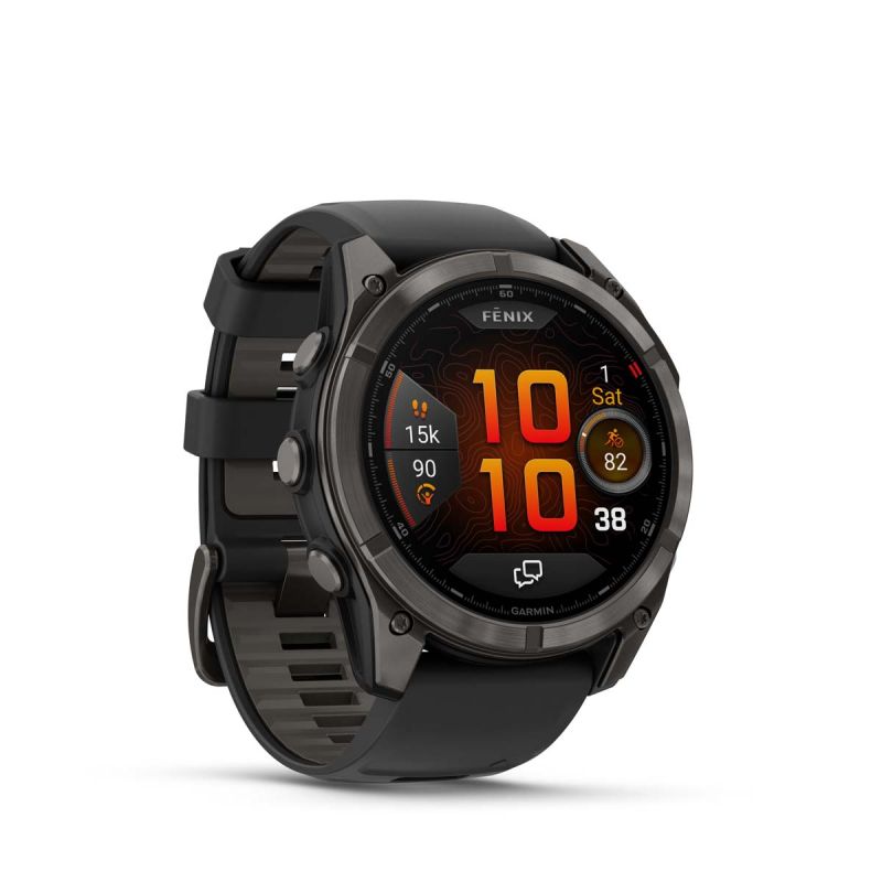 Fēnix 8 Pro Montre connectée GPS Outdoor - 51 mm, AMOLED Sapphire - Titane Carbon Gray DLC avec bracelet en silicone noir/gris g