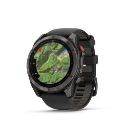 Fēnix 8 Pro Montre connectée GPS Outdoor - 51 mm, AMOLED Sapphire - Titane Carbon Gray DLC avec bracelet en silicone noir/gris g