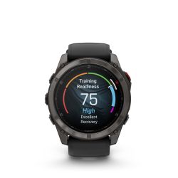 Fēnix 8 Pro Montre connectée GPS Outdoor - 51 mm, AMOLED Sapphire - Titane Carbon Gray DLC avec bracelet en silicone noir/gris g