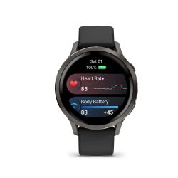 Venu 4 Montre connectée forme & santé - 41 mm - Gray avec Bracelet en silicone noir