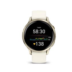 Venu 4 Montre connectée forme & santé - 41 mm - Lunar Gold avec bracelet en silicone ivoire