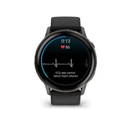 Venu 4 Montre connectée forme & santé - 45 mm - Gray avec Bracelet en silicone noir