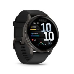 Venu 4 Montre connectée forme & santé - 45 mm - Gray avec Bracelet en silicone noir