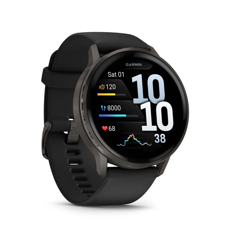 Venu 4 Montre connectée forme & santé - 45 mm - Gray avec Bracelet en silicone noir