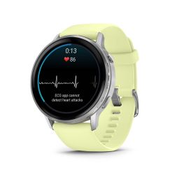 Venu 4 Montre connectée forme & santé - 45 mm - Silver avec bracelet en silicone jaune citron