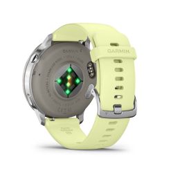 Venu 4 Montre connectée forme & santé - 45 mm - Silver avec bracelet en silicone jaune citron