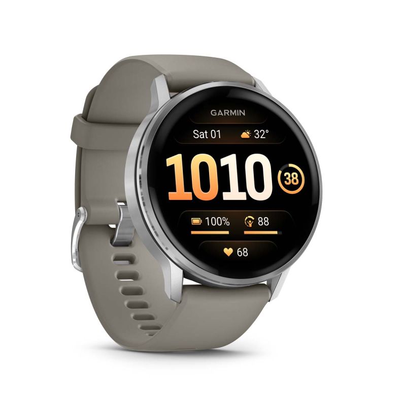 Venu 4 Montre connectée forme & santé - 45 mm - Silver avec bracelet en silicone gris