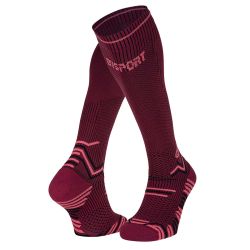 Chaussettes Trail Compression hautes - Bordeaux / Rose
