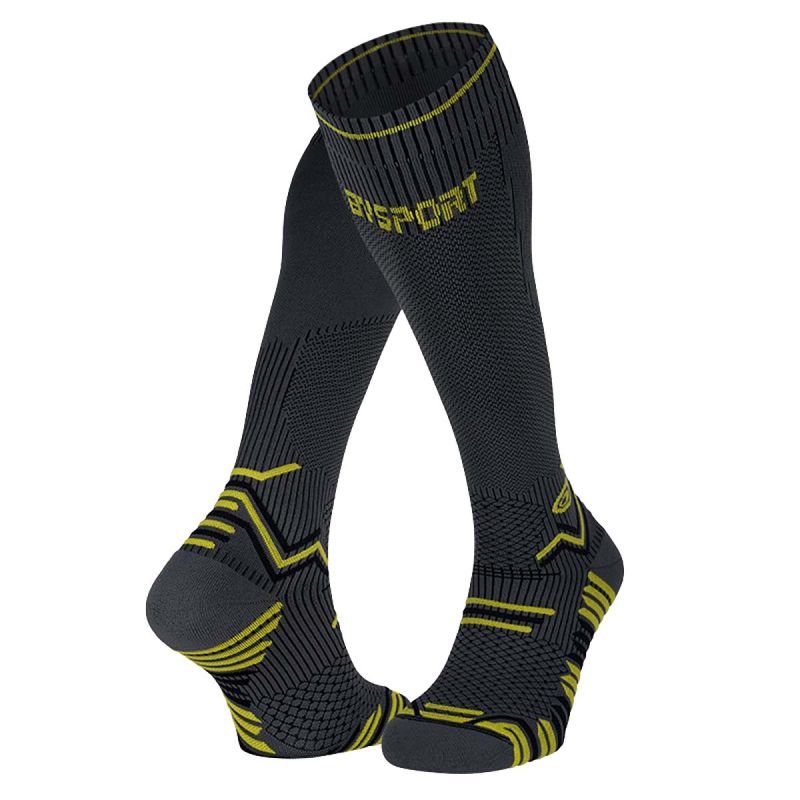 Chaussettes Trail Compression hautes - Gris / Jaune Chaussettes Trail Compression hautes - Gris / Jaune