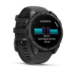 Fēnix 8 Montre connectée GPS Outdoor - 47 mm, AMOLED Sapphire - Acier Gray avec bracelet en silicone noir