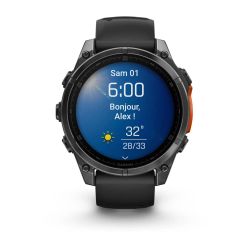 Fēnix 8 Montre connectée GPS Outdoor - 47 mm, AMOLED Sapphire - Acier Gray avec bracelet en silicone noir