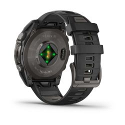 Fēnix 8 Montre connectée GPS Outdoor - 47 mm, AMOLED Sapphire - Titane Carbon Gray DLC avec bracelet en silicone noir/gris galet