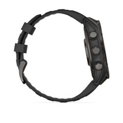 Fēnix 8 Montre connectée GPS Outdoor - 47 mm, AMOLED Sapphire - Titane Carbon Gray DLC avec bracelet en silicone noir/gris galet