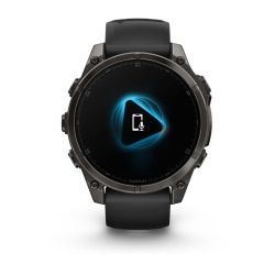 Fēnix 8 Montre connectée GPS Outdoor - 47 mm, AMOLED Sapphire - Titane Carbon Gray DLC avec bracelet en silicone noir/gris galet