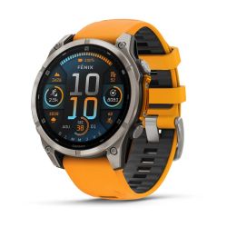 Fēnix 8 Montre connectée GPS Outdoor - 47 mm, AMOLED Sapphire - Titanium avec bracelet en silicone orange/graphite