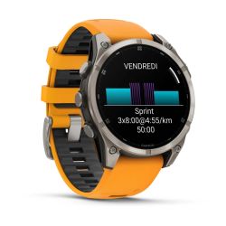 Fēnix 8 Montre connectée GPS Outdoor - 47 mm, AMOLED Sapphire - Titanium avec bracelet en silicone orange/graphite