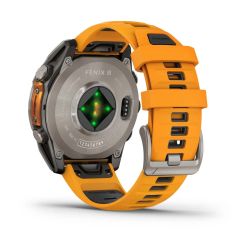 Fēnix 8 Montre connectée GPS Outdoor - 47 mm, AMOLED Sapphire - Titanium avec bracelet en silicone orange/graphite