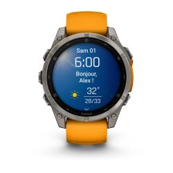 Fēnix 8 Montre connectée GPS Outdoor - 47 mm, AMOLED Sapphire - Titanium avec bracelet en silicone orange/graphite