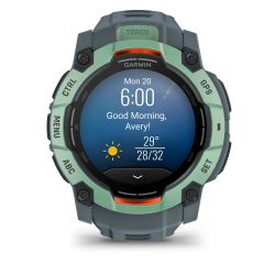 Instinct 3 AMOLED Montre GPS Connectée - 50mm - Verte d'eau avec bracelet bleu crépuscule