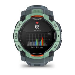Instinct 3 AMOLED Montre GPS Connectée - 50mm - Verte d'eau avec bracelet bleu crépuscule