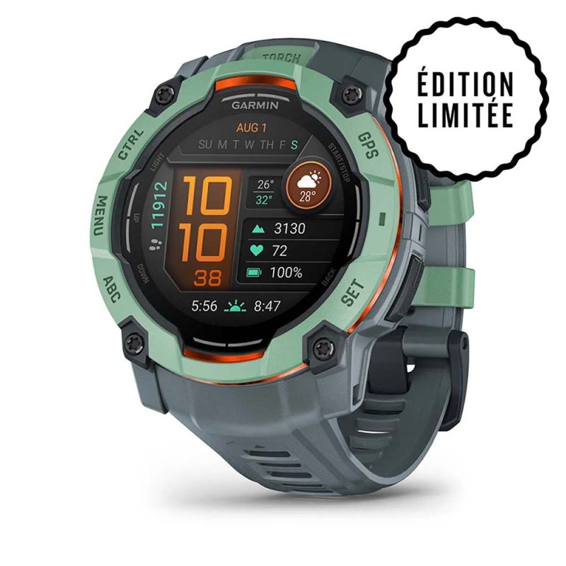 Instinct 3 AMOLED Montre GPS Connectée - 50mm - Verte d'eau avec bracelet bleu crépuscule Instinct 3 AMOLED Montre GPS Connectée - 50mm - Verte d'eau avec bracelet bleu crépuscule