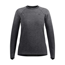T-shirt de running Femme sans coutures à manches longues Essentials - Stone Gray Chiné