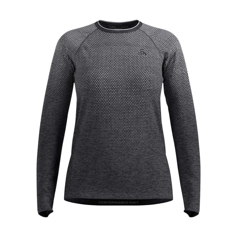 T-shirt de running Femme sans coutures à manches longues Essentials - Stone Gray Chiné