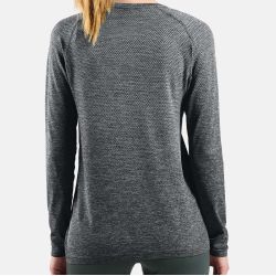 T-shirt de running Femme sans coutures à manches longues Essentials - Stone Gray Chiné