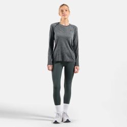 T-shirt de running Femme sans coutures à manches longues Essentials - Stone Gray Chiné