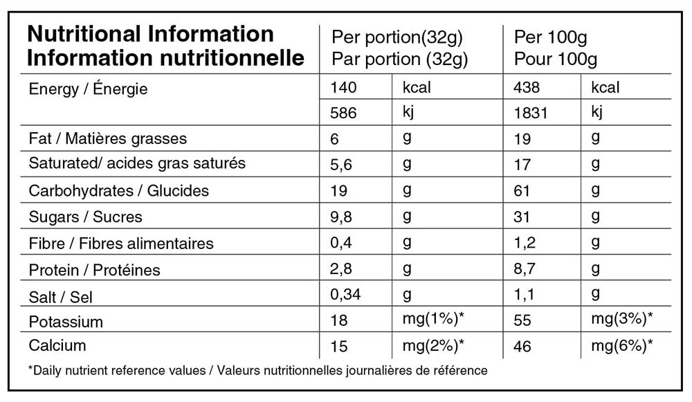 Valeurs nutritives Gauffre citron Naak