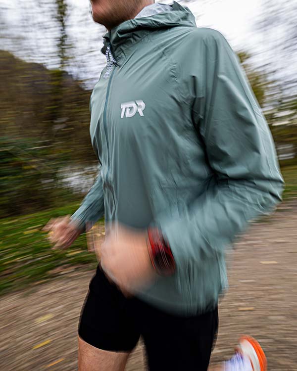 Veste trail running imperméable verte pour Homme - Tissu Membrane